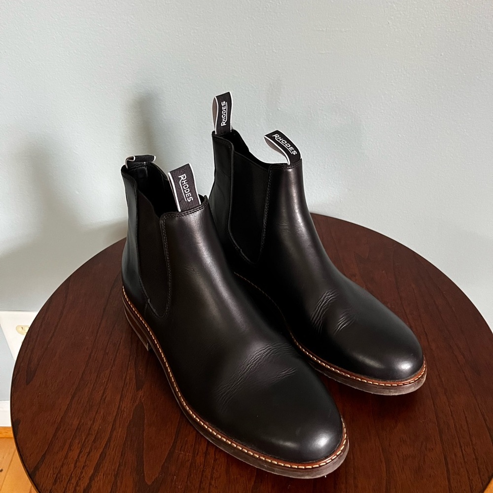 Rhodes Black Leather Chelsea Boots